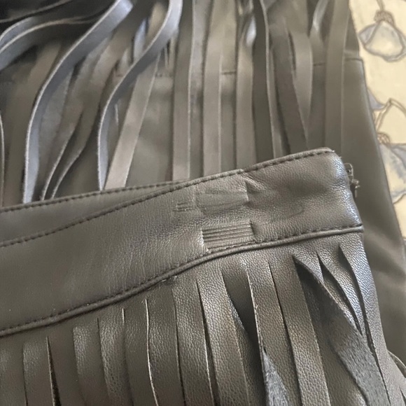 N:Philanthropy Women Black Faux Leather Fringe Skirt M new with tags - Picture 4 of 6